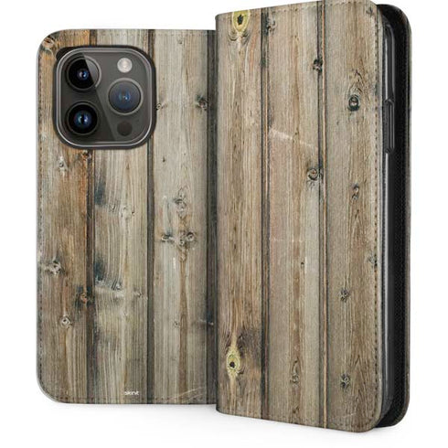 Natural Weathered Wood iPhone 15 Pro Folio Case